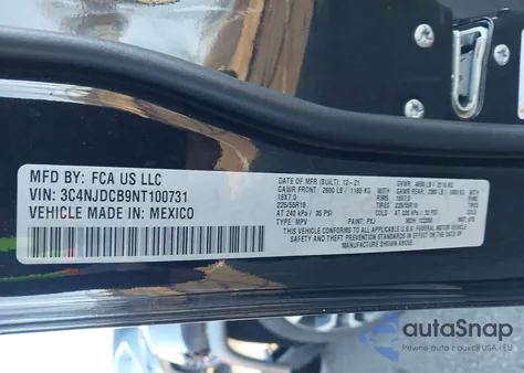 2022 Jeep Compass Limited 4X4 z USA, uszkodzony, nr VIN 3C4NJDCB9NT100731